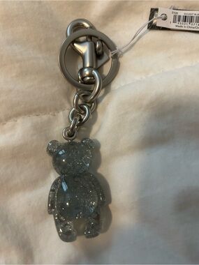Coach Silver Glitter Bear Keychain